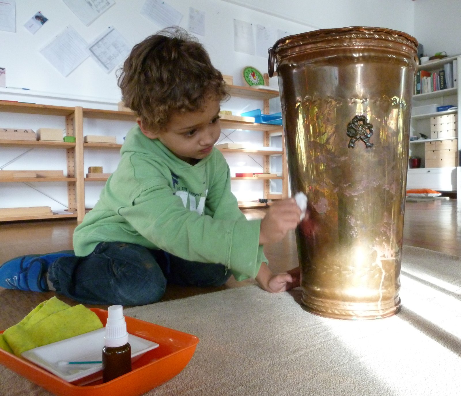 Two children at mirrors